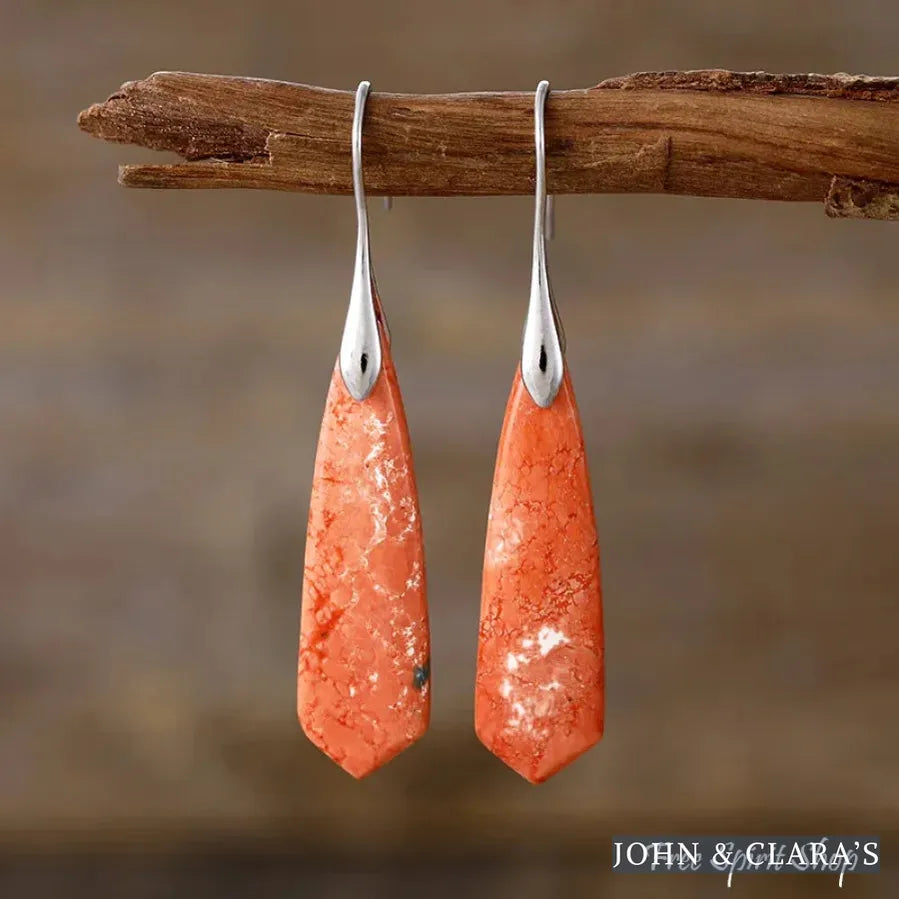 Terracotta & Blue Jasper Dangle Earrings