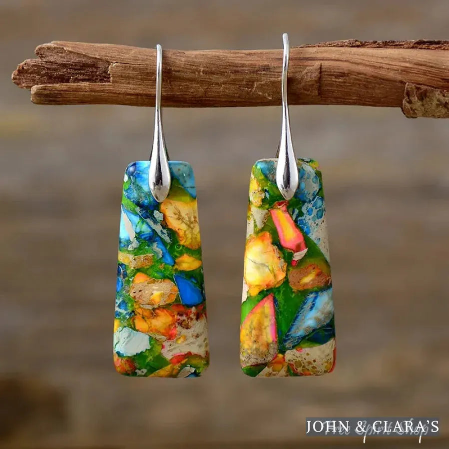 Colorful Imperial Mosaic Jasper Earrings