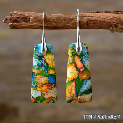 Colorful Imperial Mosaic Jasper Earrings