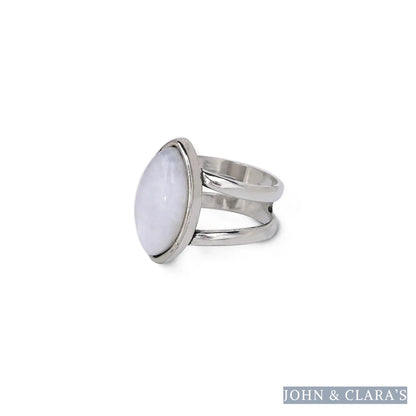 Natural Moonstone Almond Shape Ring