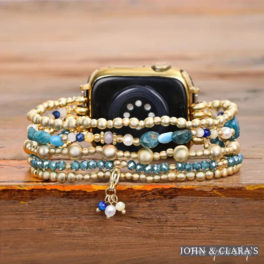 Ocean Blue Apatite Beaded Apple Watch Band