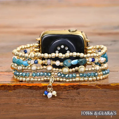 Ocean Blue Apatite Beaded Apple Watch Band