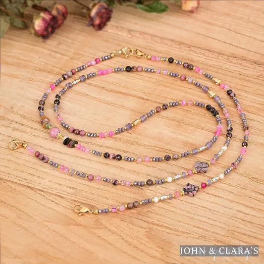 4-in-1 Natural Rhodonite Hematite & Tourmaline Beaded Chain