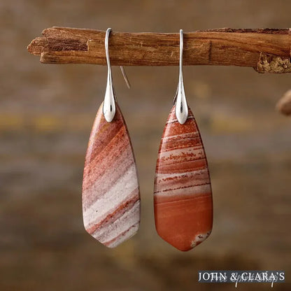 Natural Red Jasper Drop Earrings