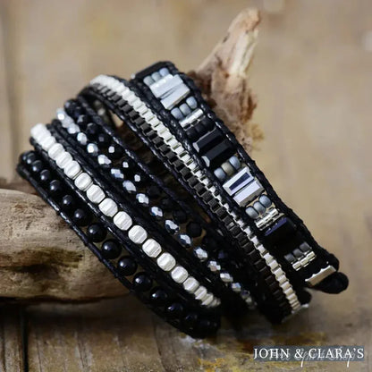 Black Beaded Wrap Bracelet