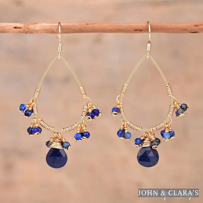 Natural Rose Quartz Crystal Bead Drop Earrings