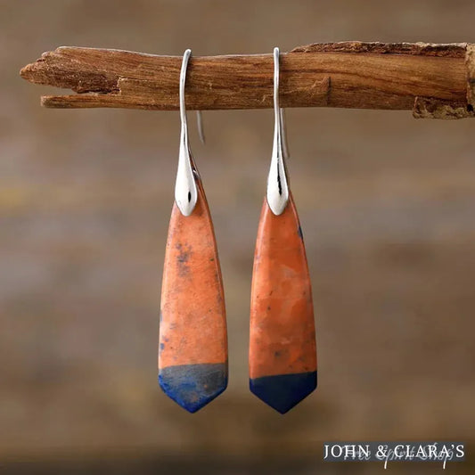 Terracotta & Blue Jasper Dangle Earrings