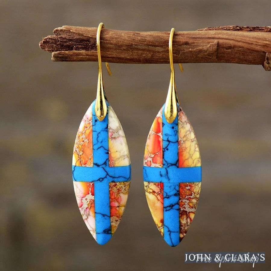 Blue Cross Imperial Jasper Drop Earrings