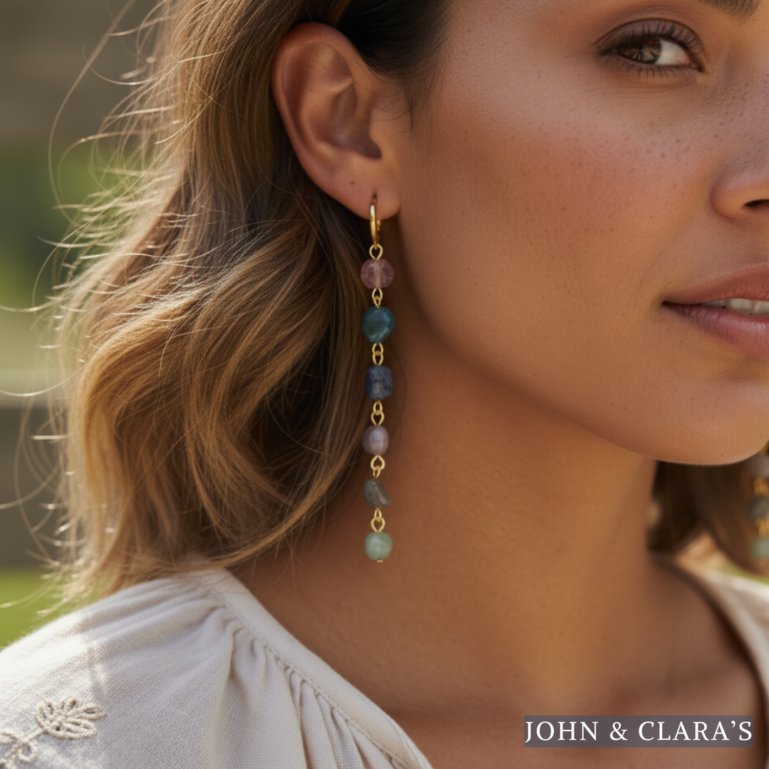 7 Chakra Harmony Gemstone Drop Earrings
