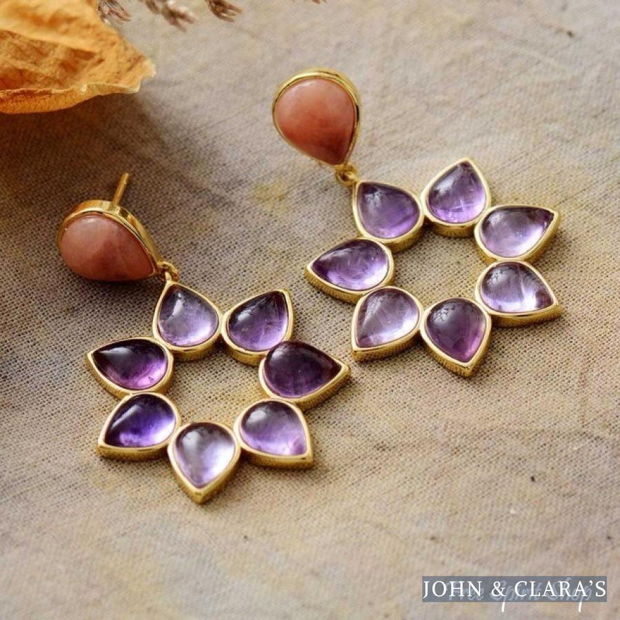 Amethyst Flower Earrings