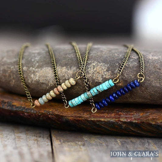 Antique Natural Stone Bead Choker Necklace