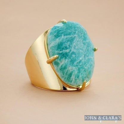 Big Amazonite Stone Ring