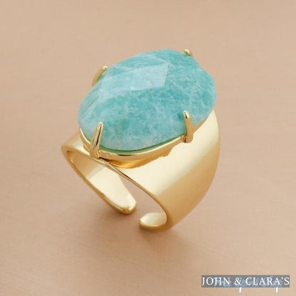 Big Amazonite Stone Ring