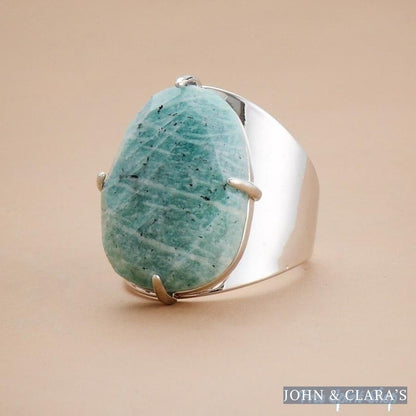 Big Amazonite Stone Ring