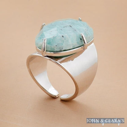 Big Amazonite Stone Ring