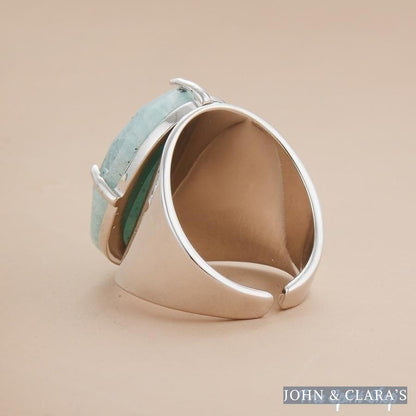 Big Amazonite Stone Ring