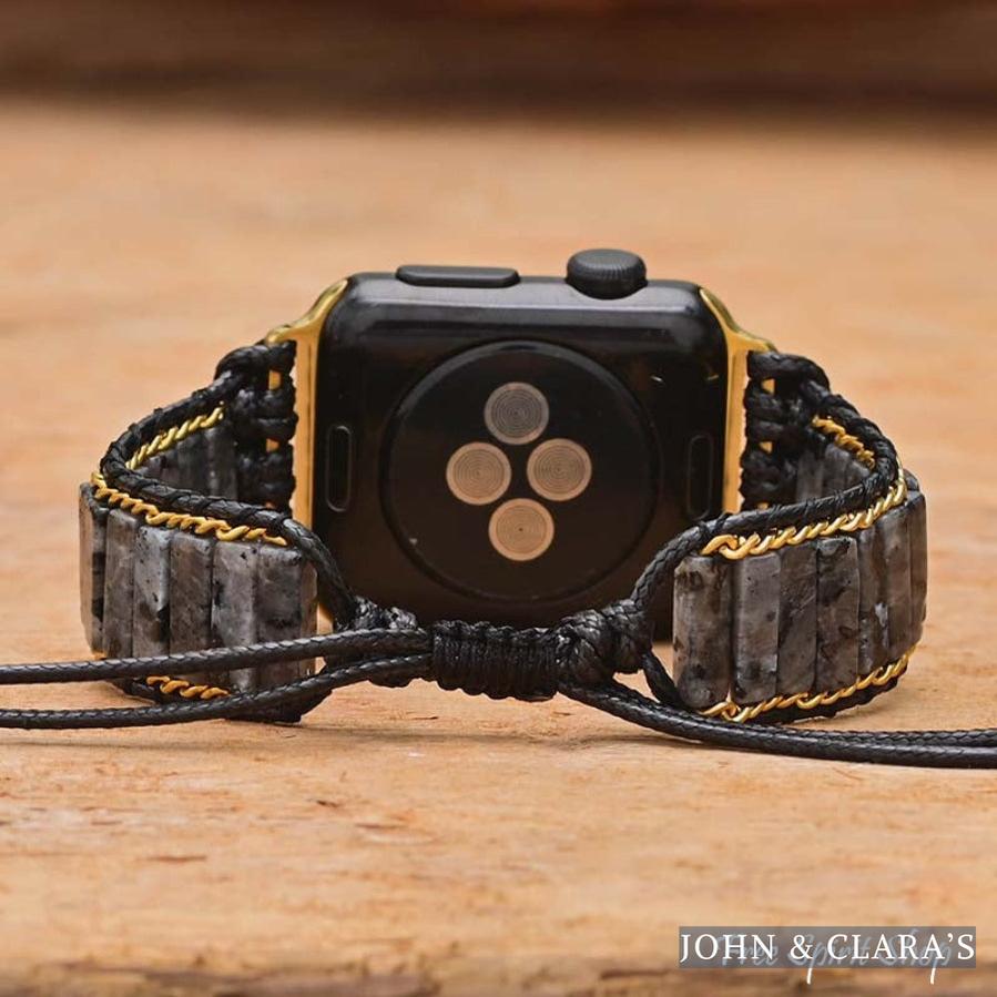 Black Labradorite Tube Apple Watch Band