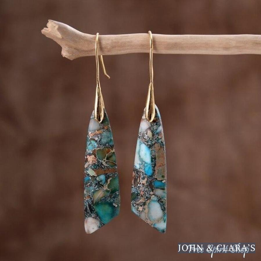 Blue Imperial Stone Drop Earrings