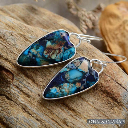 Blue Jasper Heart Earrings