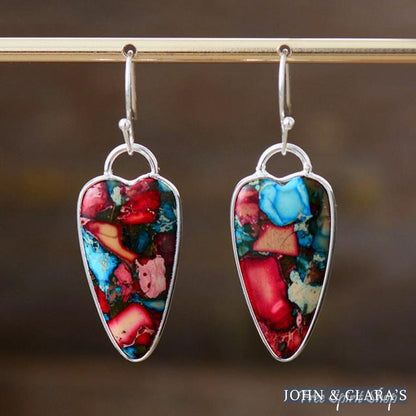Blue Jasper Heart Earrings