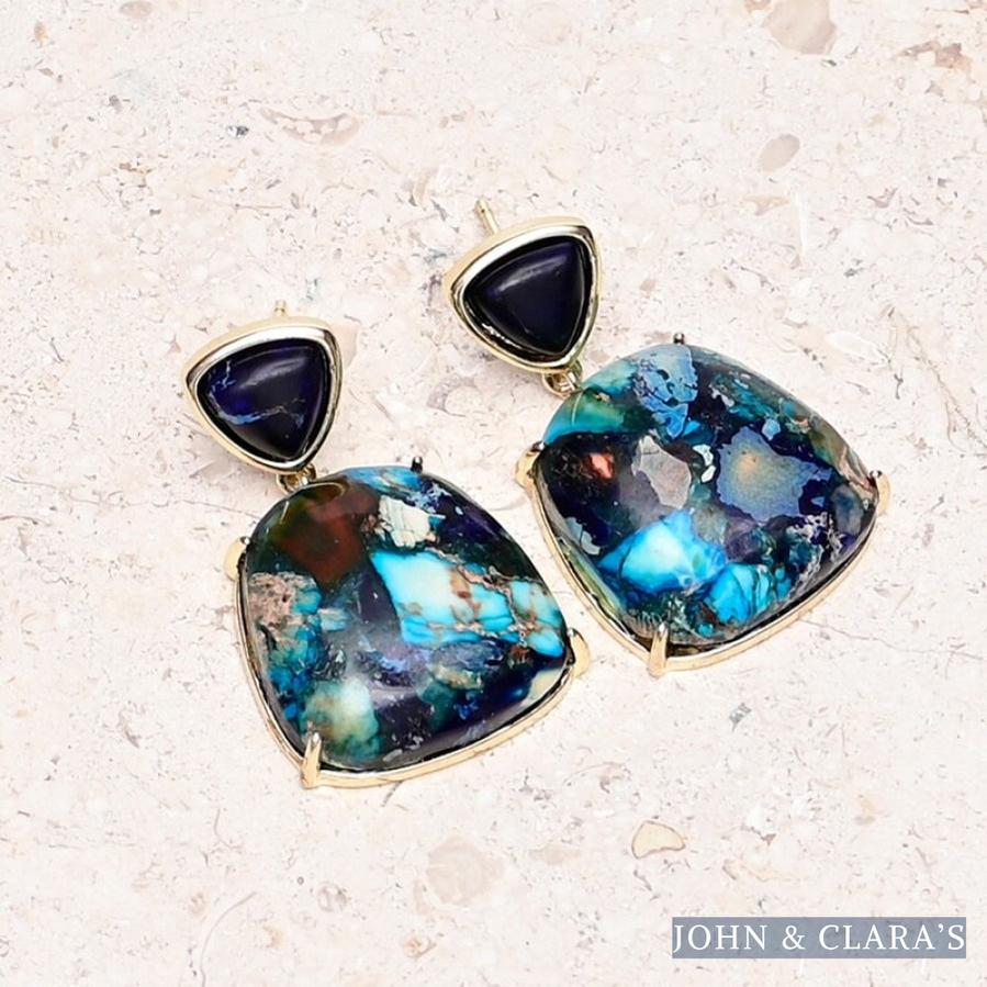 Blue Jasper Mosaic Drop Earrings