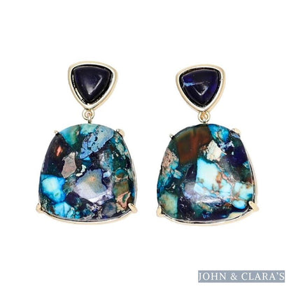 Blue Jasper Mosaic Drop Earrings