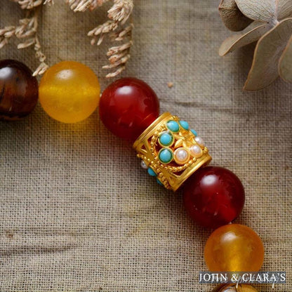 Chakra Stones & Rainbow Heart Bead Bracelet