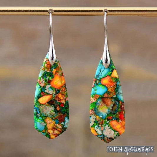 Colorful Imperial Jasper Dangle Earrings