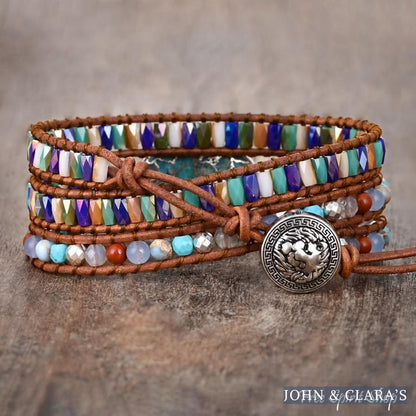 Natural Turquoise & Jasper Wrap Bracelet