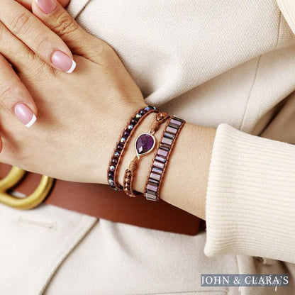 Fantasy Purple Amethyst Beaded Wrap Bracelet