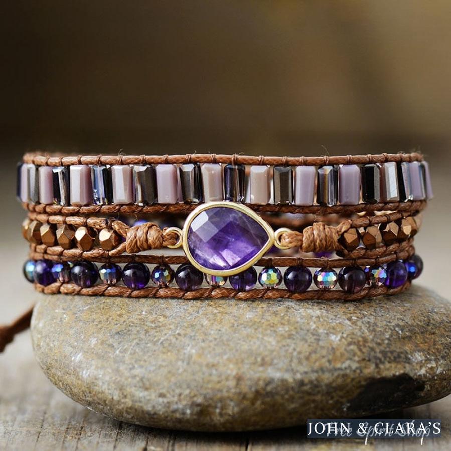 Fantasy Purple Amethyst Beaded Wrap Bracelet