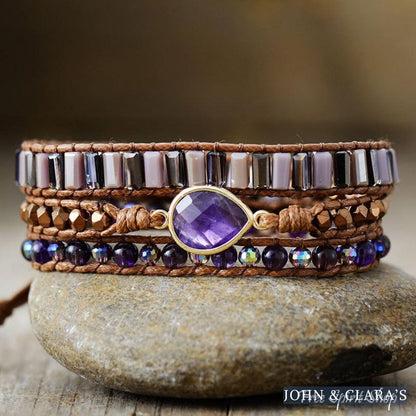 Fantasy Purple Amethyst Beaded Wrap Bracelet