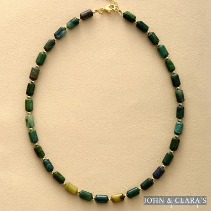 Green Jade King Jasper & Pink Jade Gemstone Choker Necklaces