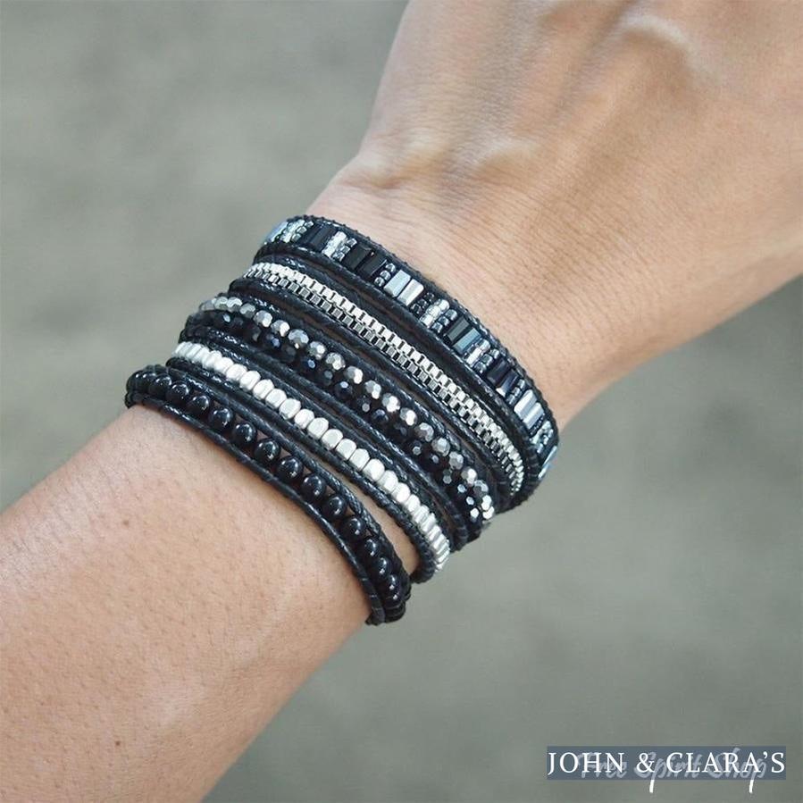 Handmade Black Crystal Bead Wrap Bracelet