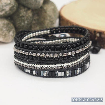 Handmade Black Crystal Bead Wrap Bracelet