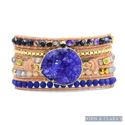 Handmade Blue Druzy Beaded Wrap Bracelet
