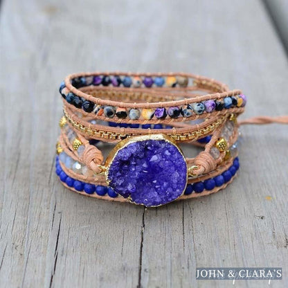 Handmade Blue Druzy Beaded Wrap Bracelet