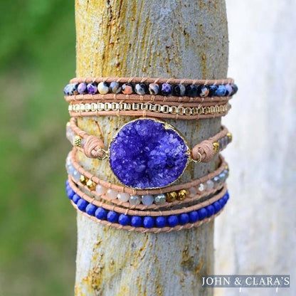 Handmade Blue Druzy Beaded Wrap Bracelet