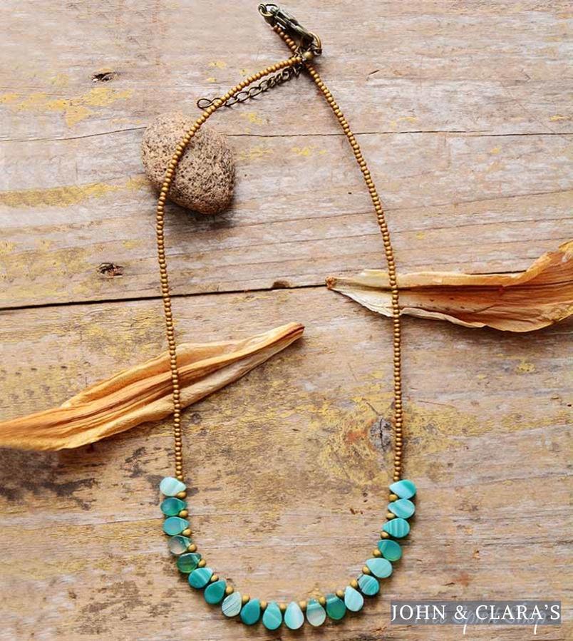 Handmade Green Onyx Drop Bead Necklace