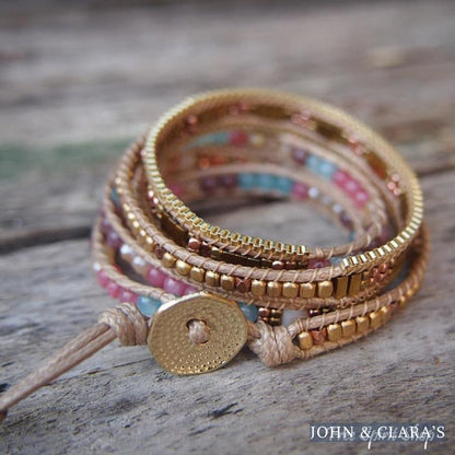 Handmade Jade & Bead Wrap Bracelet