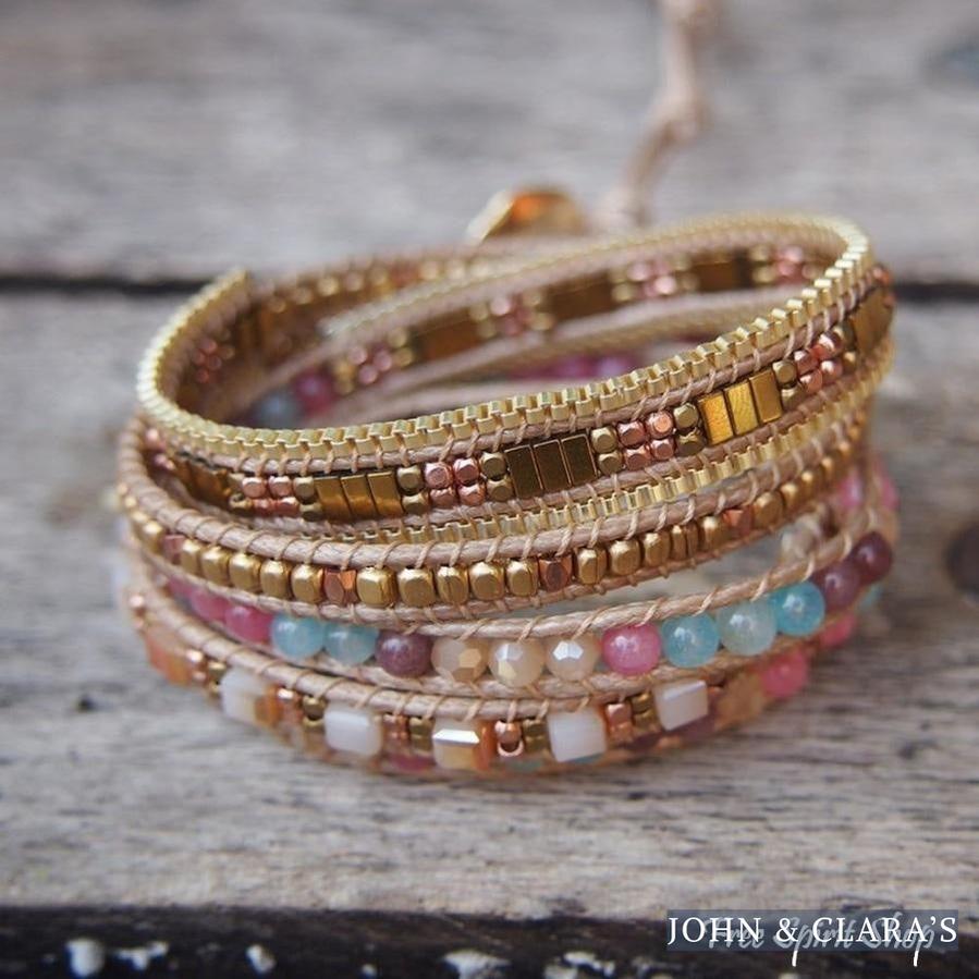 Handmade Jade & Bead Wrap Bracelet