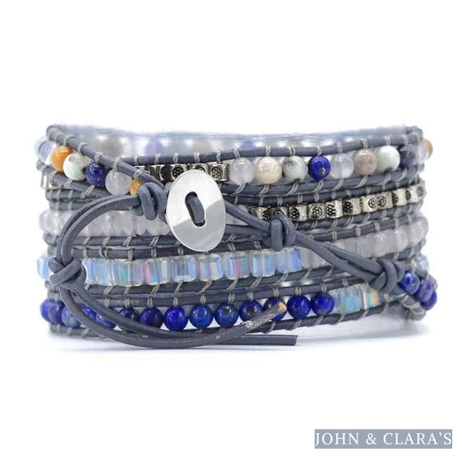 Handmade Lapis Lazuli Stone Leather Wrap Bracelet