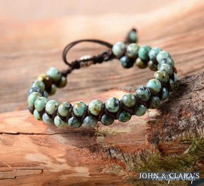 Handmade Natural African Turquoise Braided Bead Bracelet
