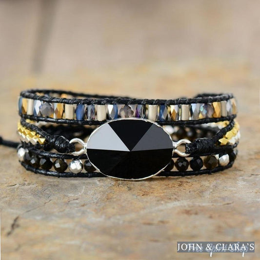 Handmade Natural Black Onyx Wrap Bracelet