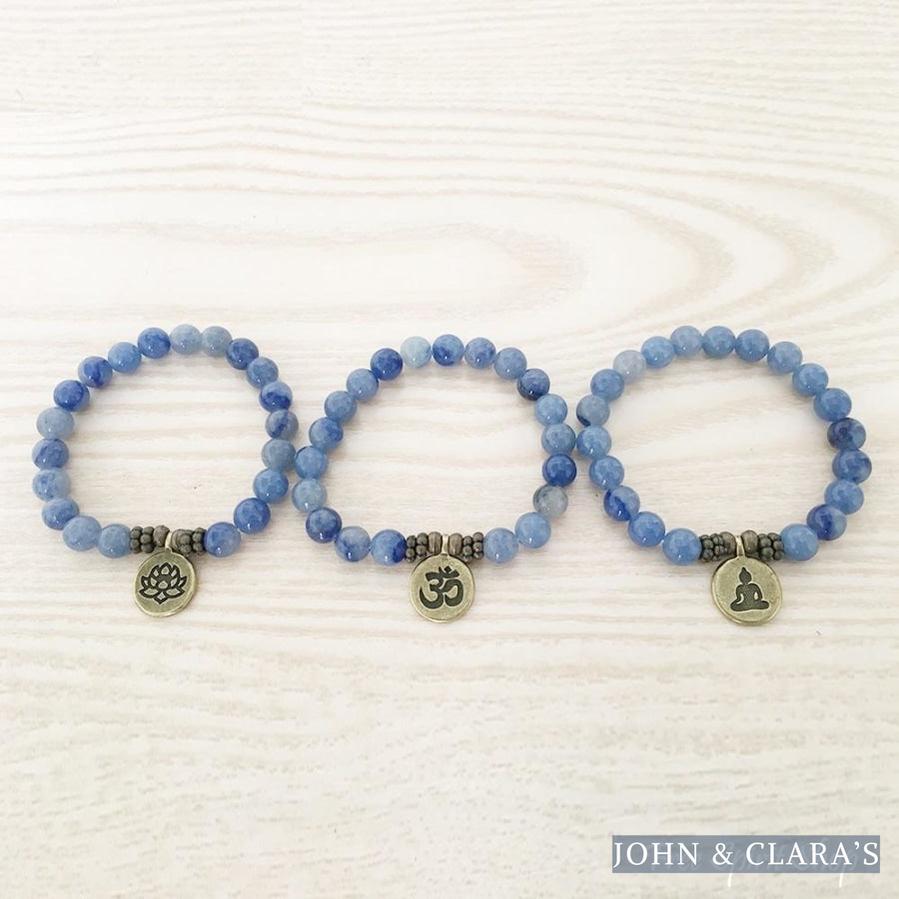 Handmade Natural Blue Aventurine Mala Bead Bracelet