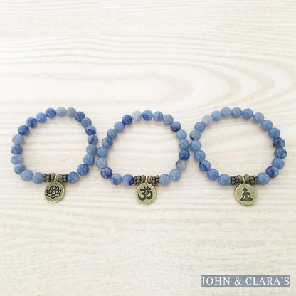 Handmade Natural Blue Aventurine Mala Bead Bracelet