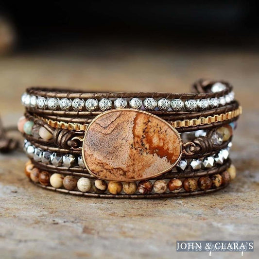 Handmade Natural Earthy Jasper Wrap Bracelet