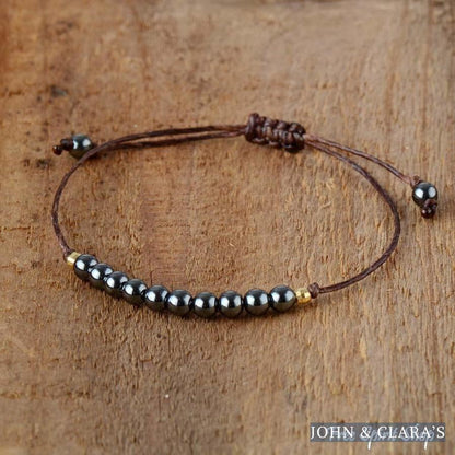 Handmade Natural Hematite Adjustable Bracelet