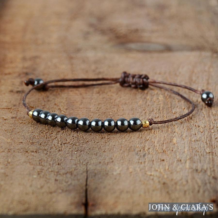 Handmade Natural Hematite Adjustable Bracelet