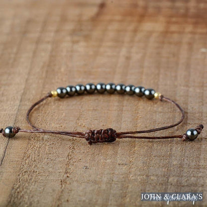 Handmade Natural Hematite Adjustable Bracelet